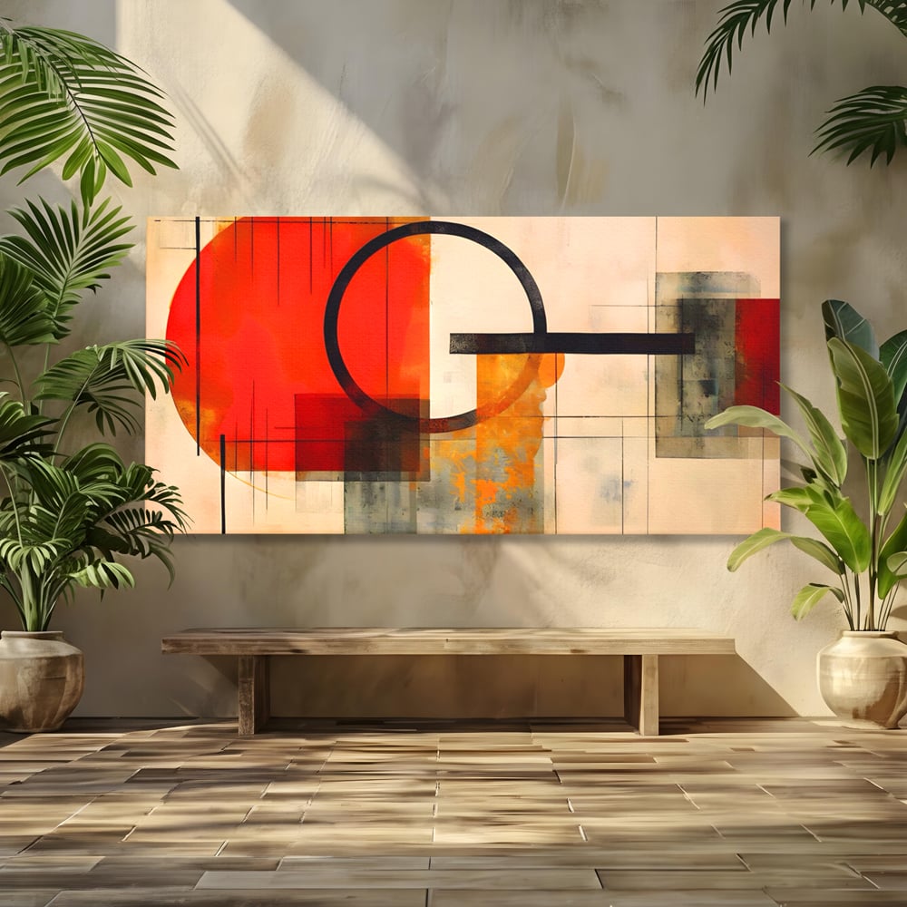 Tablou canvas cu tablou canvas cu compozitie abstracta geometrica, fara rama, pe sasiu de lemn